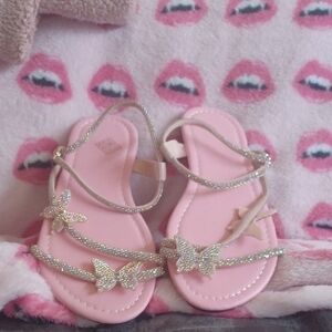 Glittery Pink Butterfly  Sandals